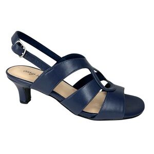 Easy Street Women's Zella Kitten Heel Sandals Navy Size 7M